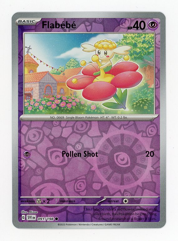 Flabebe 091/198 Pokemon Reverse Holo 2023 Scarlet And Violet