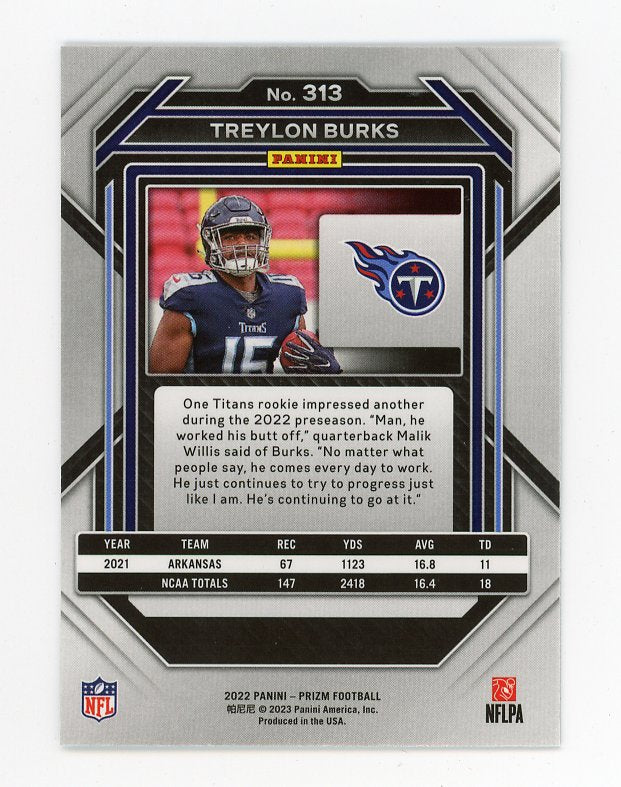 2022 Treylon Burks Rookie Prizm Panini Tennessee Titans # 313