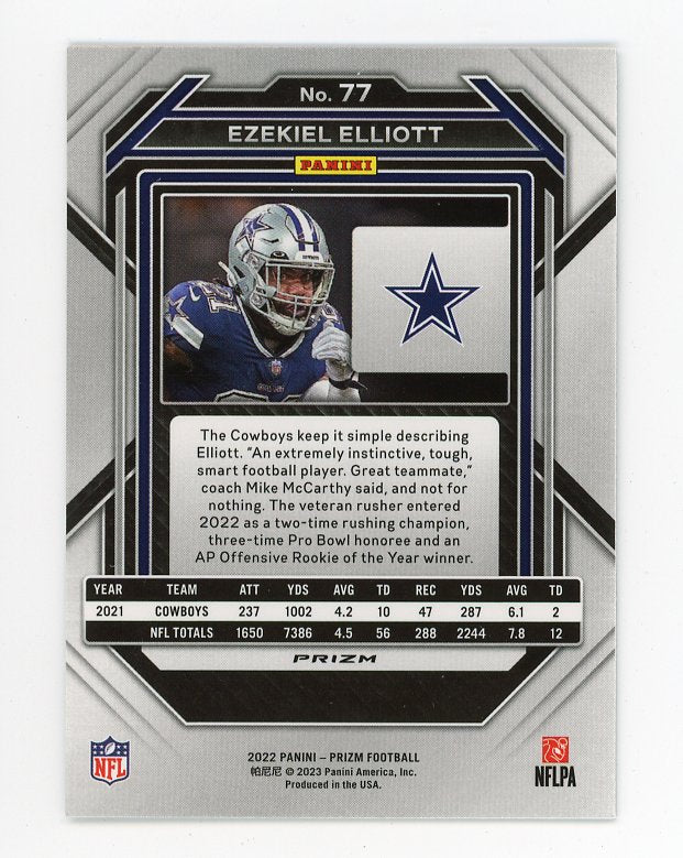 2022 Ezekiel Elliott Rookie Refractor Panini Dallas Cowboys # 77