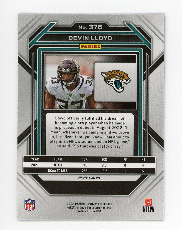 2022 Devin Lloyd Red White And Blue Rookie Panini Jacksonville Jaguars # 376
