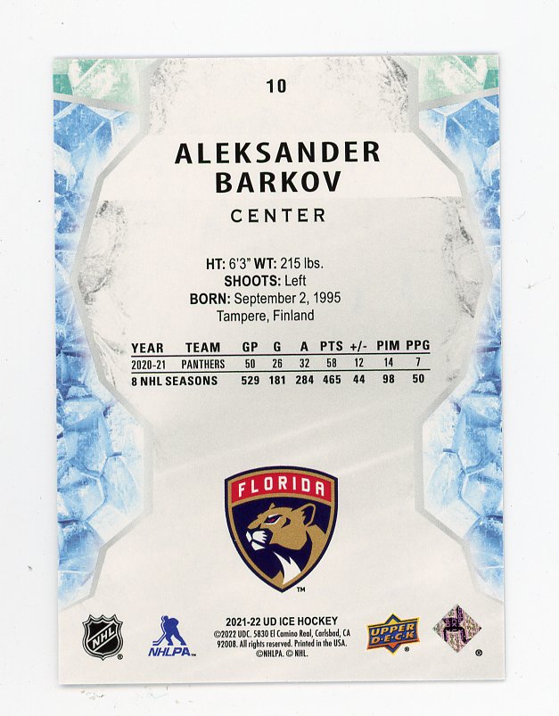 2021-2022 Aleksander Barkov Pink Ice Florida Panthers # 10
