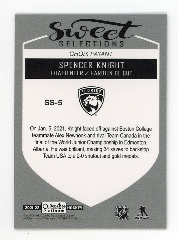 2021-2022 Spencer Knight Sweet Selections O-Pee-Chee Florida Panthers # SS-5