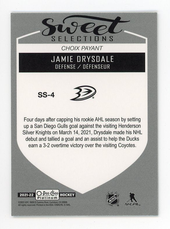 2021-2022 Jamie Drysdale Sweet Selections O-Pee-Chee Anaheim Ducks # SS-4