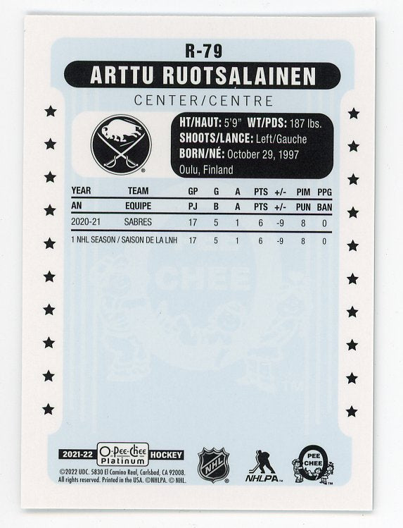 2021-2022 Arttu Ruotsalainen Retro O-Pee-Chee Buffalo Sabres # R-79
