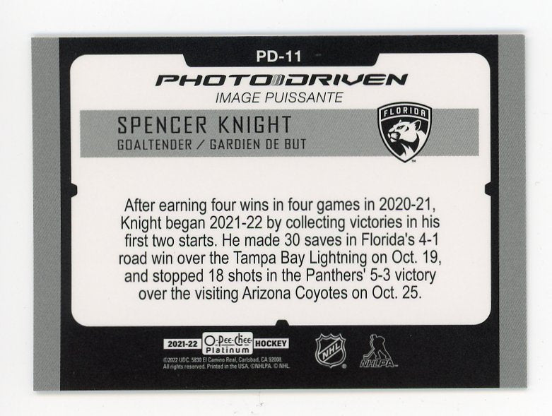 2021-2022 Spencer Knight Photo Driven O-Pee-Chee Florida Panthers # PD-11
