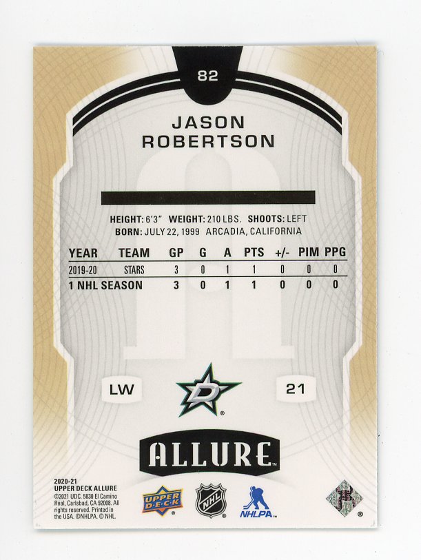 2020-2021 Jason Robertson Rookie Allure Dallas Stars # 82