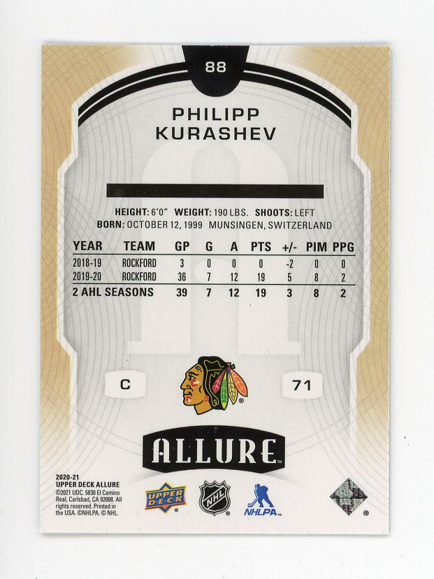 2020-2021 Philipp Kurashev Rookie Allure Chicago Blackhawks # 88