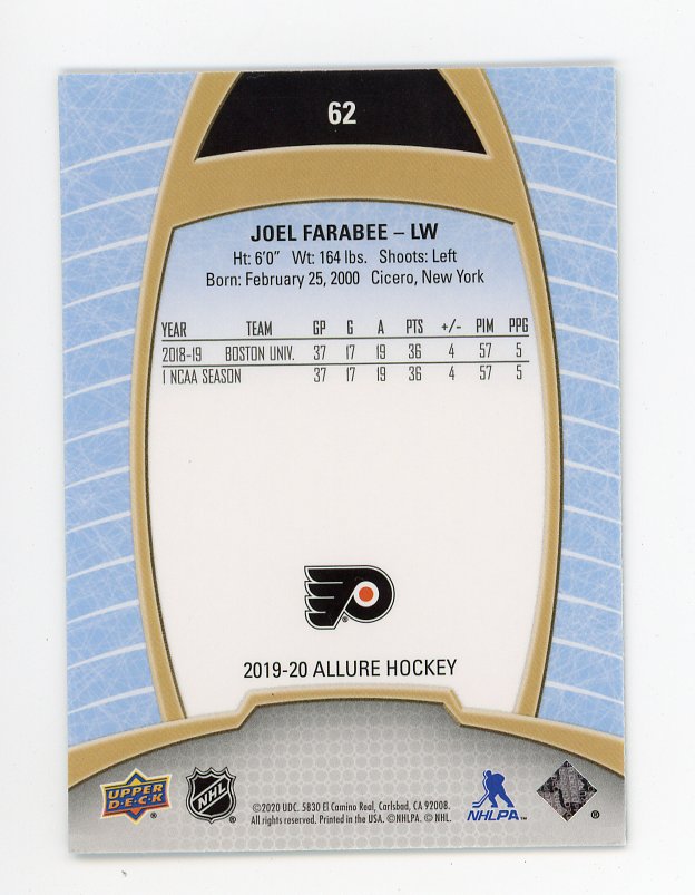 2019-2020 Joel Farabee Rookie Allure Philadelphia Flyers # 62