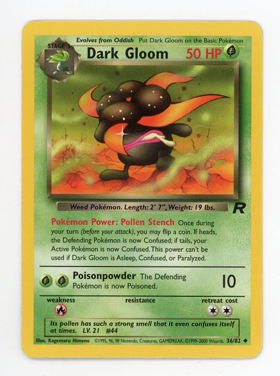 2000 Dark Gloom 36/82 Non Holo Pokemon Team Rocket