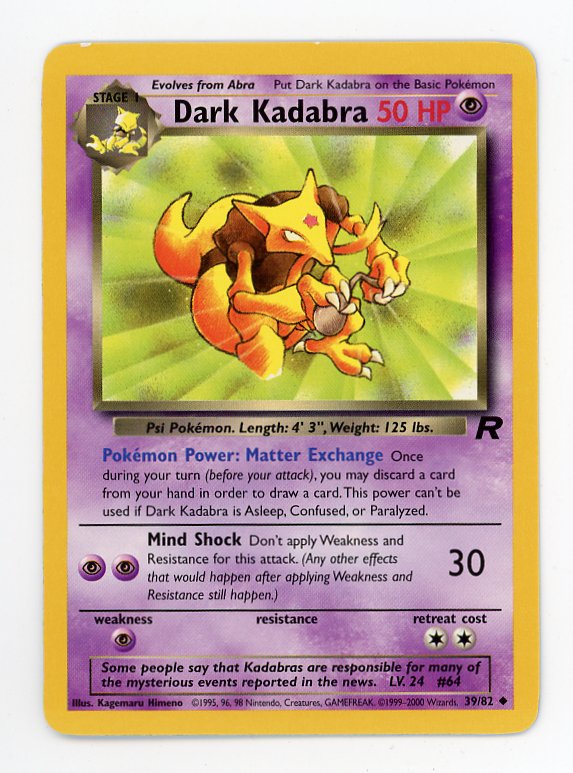 2000 Dark Kadabra 39/82 Non Holo Pokemon Team Rocket