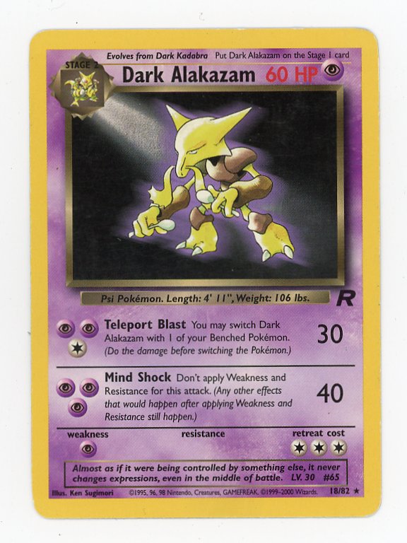 2000 Dark Alakazam 18/82 Non Holo Pokemon Team Rocket