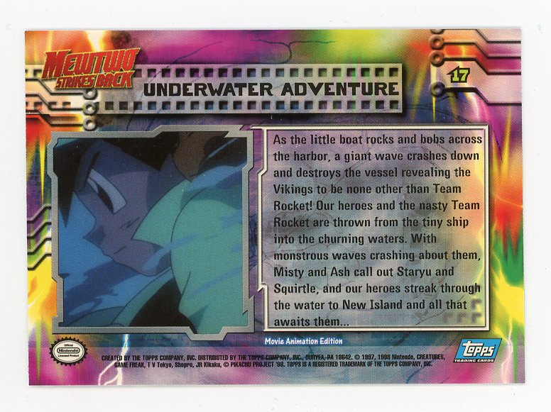 1999 Underwater Adventure Non Holo Pokemon Topps Mewtwo Strikes Back