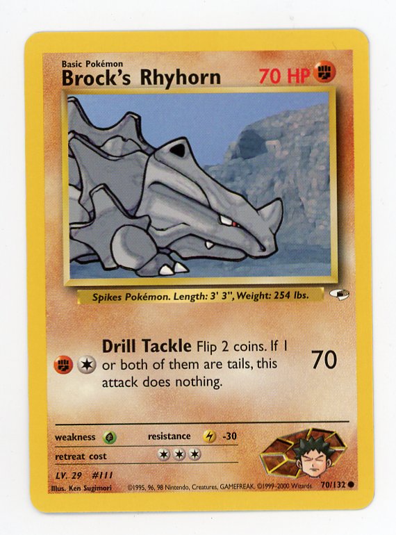 2000 Brock's Rhyhorn 70/132 Non Holo Pokemon Gym Heroes