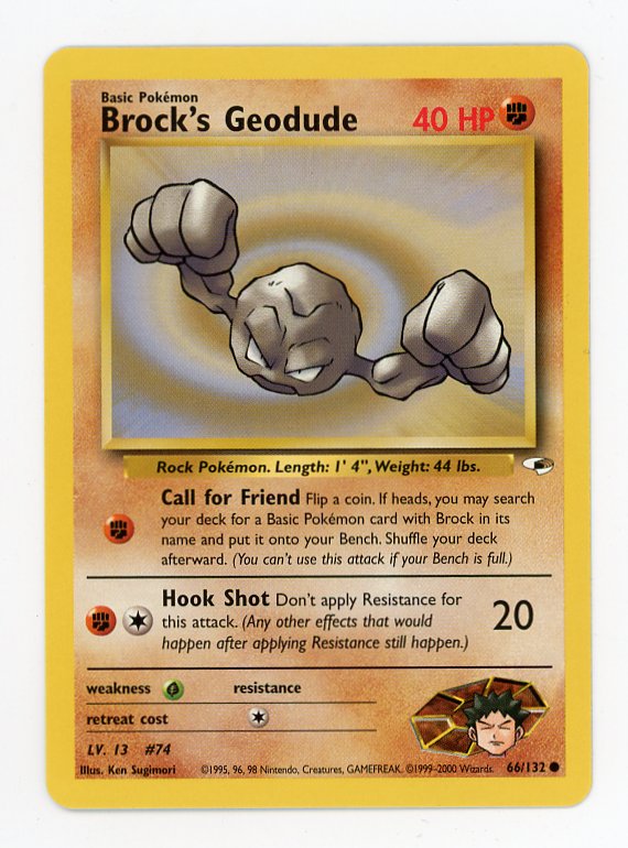 2000 Brock's Geodude 66/132 Non Holo Pokemon Gym Heroes