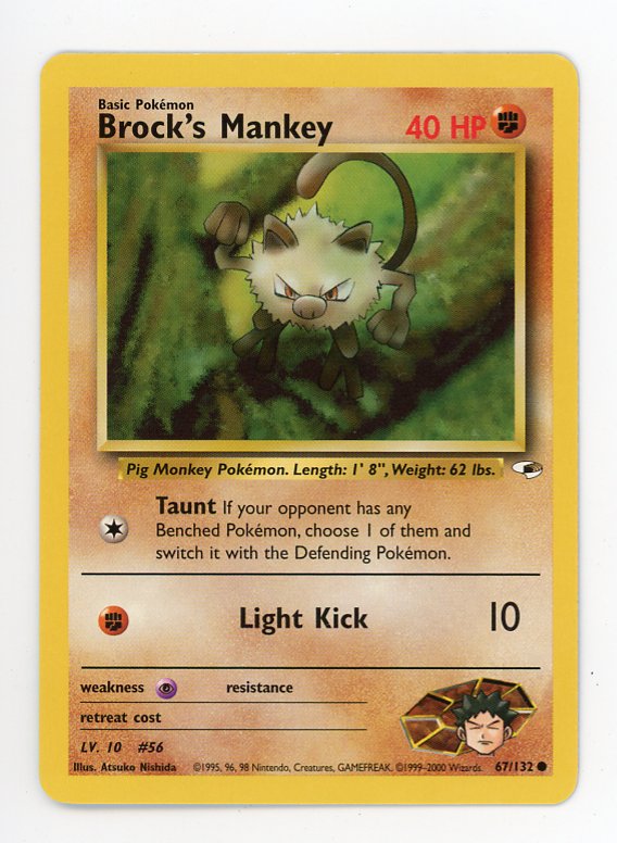 2000 Brock's Mankey 67/132 Non Holo Pokemon Gym Heroes