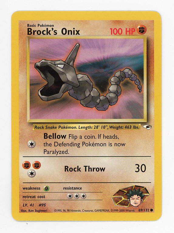 2000 Brock's Onix 69/132 Non Holo Pokemon Gym Heroes