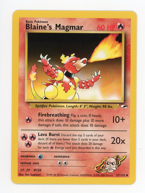 2000 Blaine's Magmar 37/132 Non Holo Pokemon Gym Heroes
