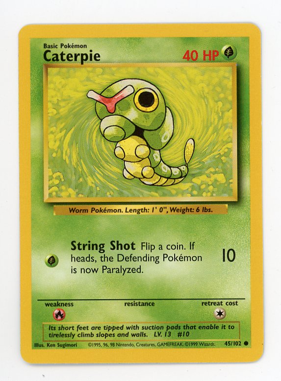 Caterpie 45/102 Pokemon Non Holo 1999 Base