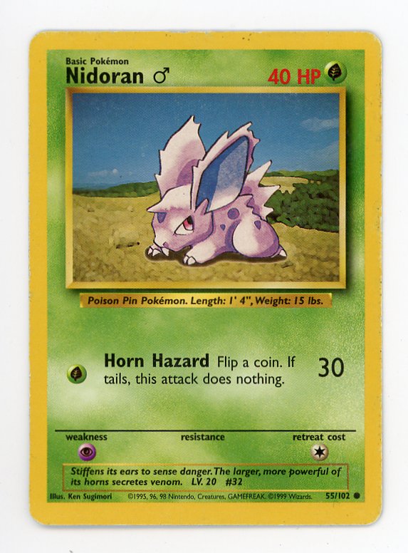 Nidoran 55/102 Pokemon Non Holo 1999 Base