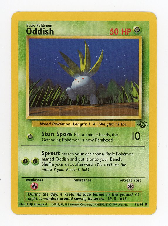 Oddish 58/64 Pokemon Non Holo 1999 Base Jungle