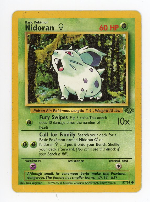 Nidoran 57/64 Pokemon Non Holo 1999 Base Jungle