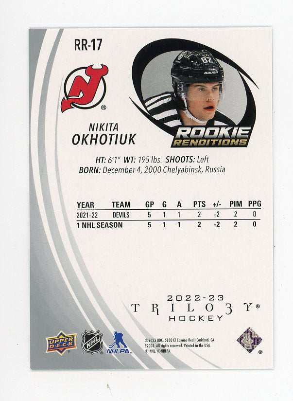 2022-2023 Nikita Okhotiuk Rookie Renditions Trilogy New Jersey Devils # RR-17
