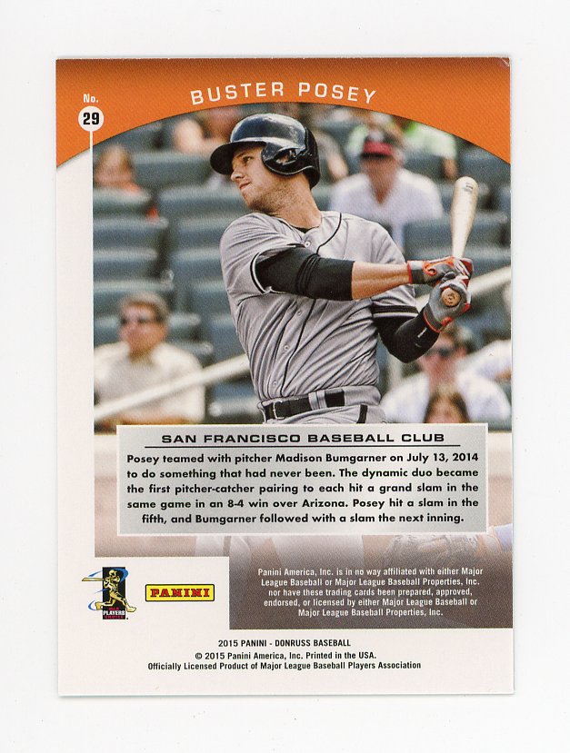 2015 Buster Posey Grand Stand Donruss San Francisco Giants # 29