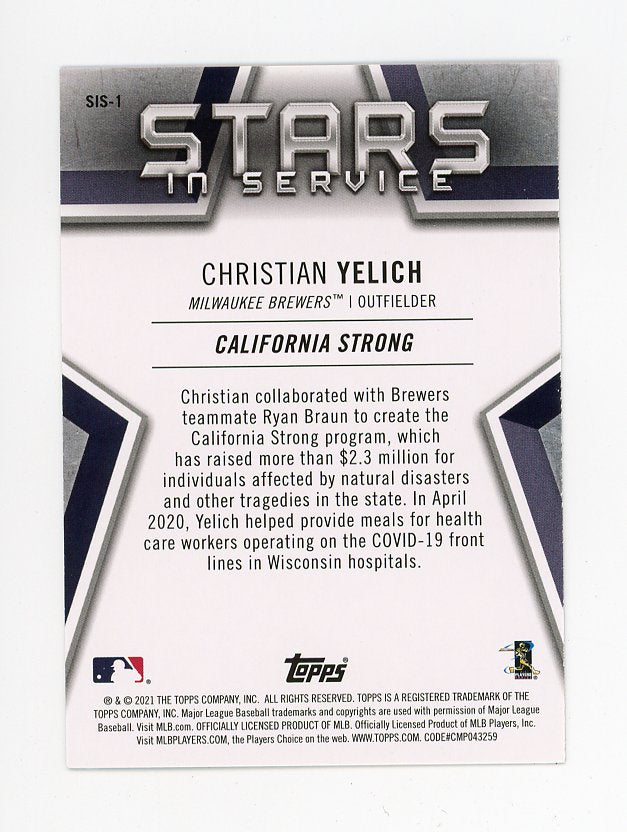 2021 Christian Yelich Stars In Service Topps Milwaukee Brewers # SIS-1
