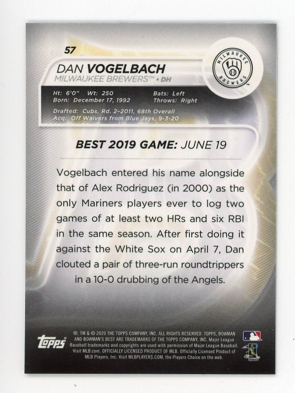 2020 Dan Vogelbach Cracked Ice Bowmans Best Milwaukee Brewers # 57