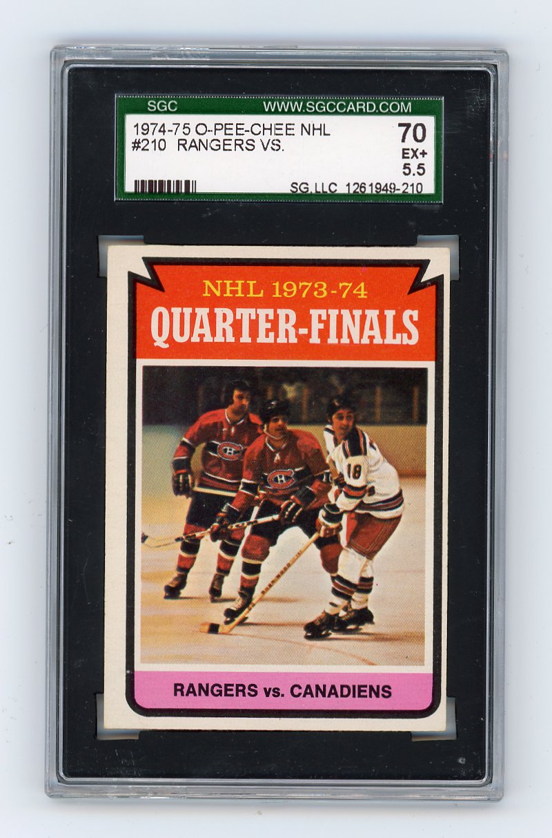 1974-1975 Quarter Finals SGC 5.5 O-Pee-Chee Montreal Canadiens VS New York Rangers # 210