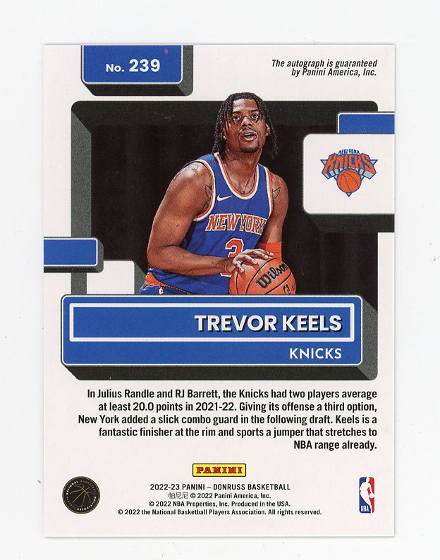 2022-2023 Trevor Keels Rated Rookie Auto #D /99 Donruss New York Knicks # 239