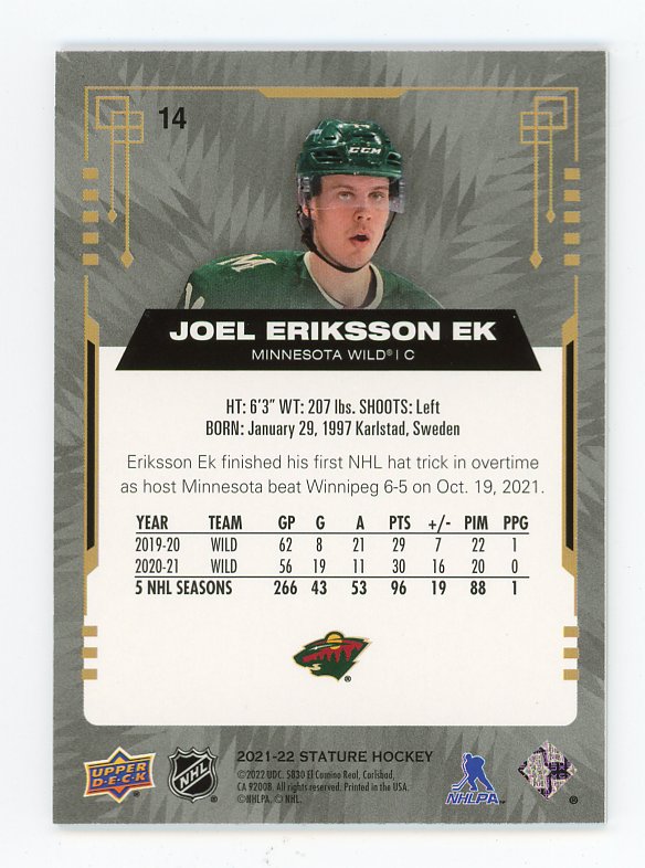 2021-2022 Joel Eriksson Ek Base Stature Minnesota Wild # 14