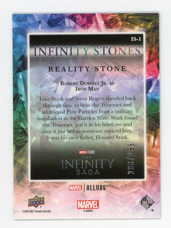 2022 Robert Downey JR As Iron Man Infinity Stones #D /299 Allure # IS-1