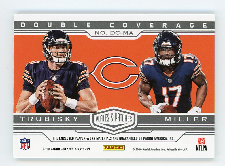 2018 Mitchell Trubisky And Anthony Miller Dual Patch #d /45 Panini Chicago Bears # DC-MA