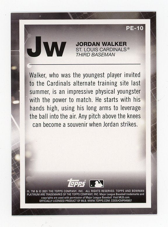 2021 Jordan Walker Refractor Bowman Platinum St.Louis Cardinals # PE-10