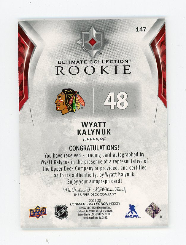 2021-2022 Wyatt Kalynuk Rookie Autographs #D /299 Ultimate Chicago Blackhawks # 147