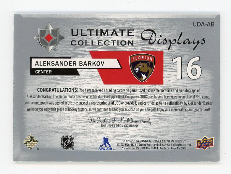 2021-2022 Aleksander Barkov Displays Auto #D /99 Ultimate Florida Panthers # UDA-AB