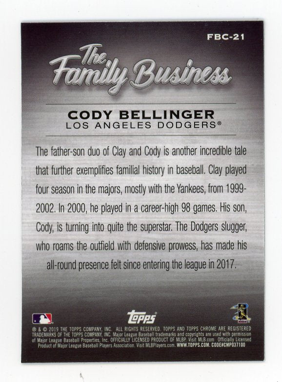 2019 Cody Bellinger The Family Business Topps Chrome Los Angeles Dodgers # FBC-21