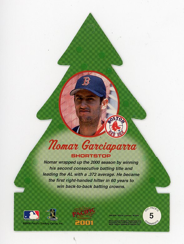 2001 Nomar Garciaparra Christmas Tree Die Cut Pacific Boston Red Sox # 5