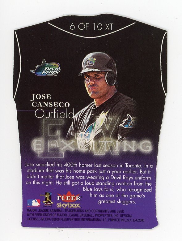 2000 Jose Canseco E-xciting Fleer Skybox Tampa Devil Rays # 6 Of 10