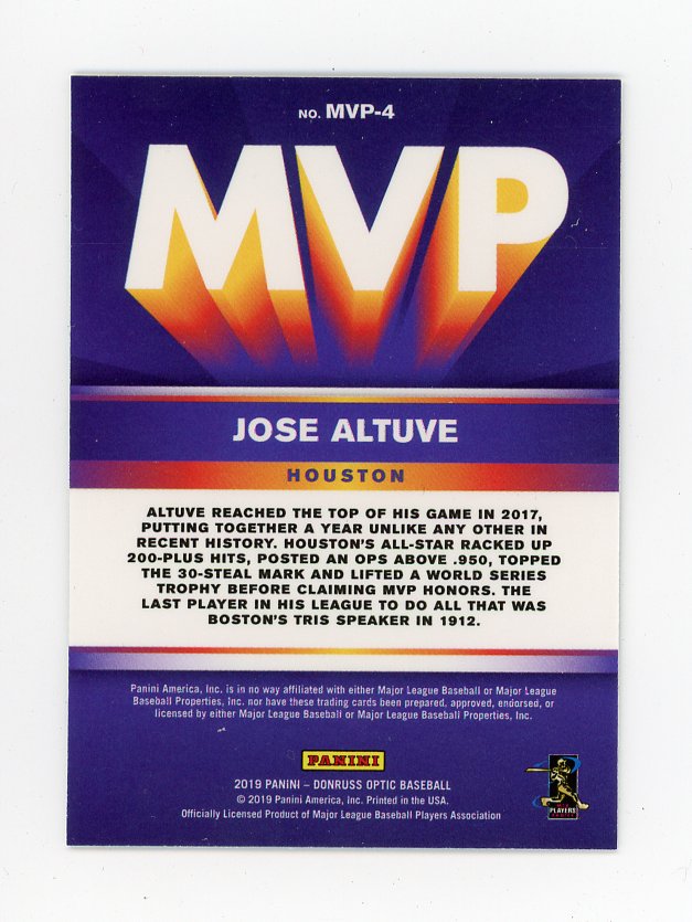 2019 Jose Altuve MVP Donruss Optic Kansas City Royals # MVP-4
