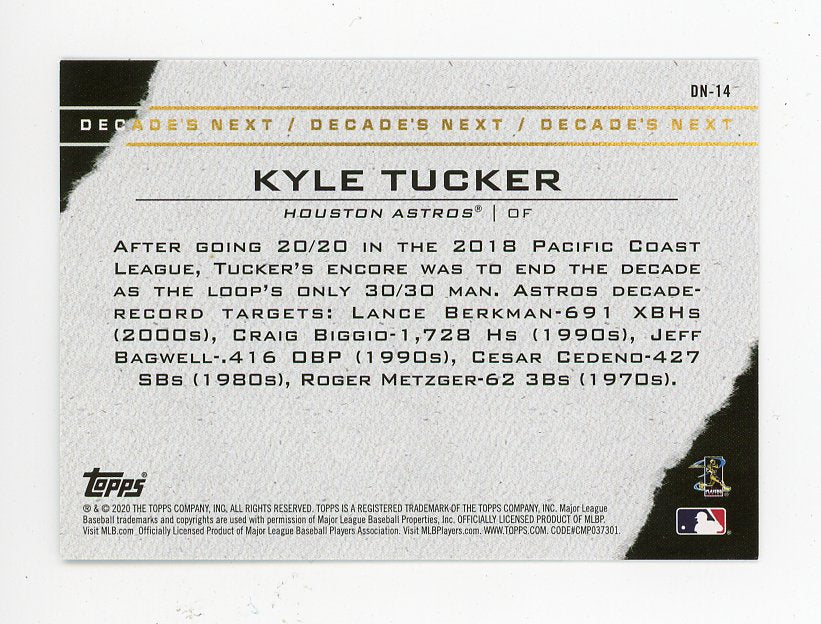 2020 Kyle Tucker Decade's Next Topps Houston Astros # DN-14