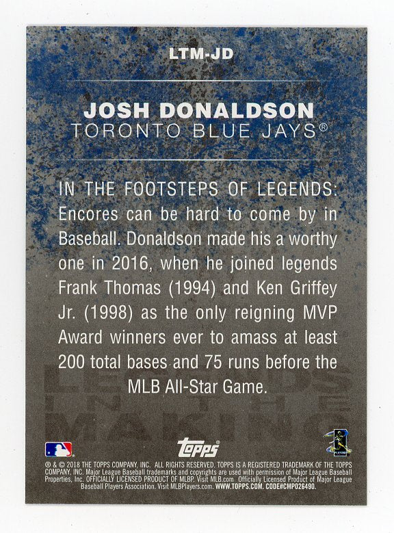 2018 Josh Donaldson Legends In The Making Topps Toronto Blue Jays # LTM-JD