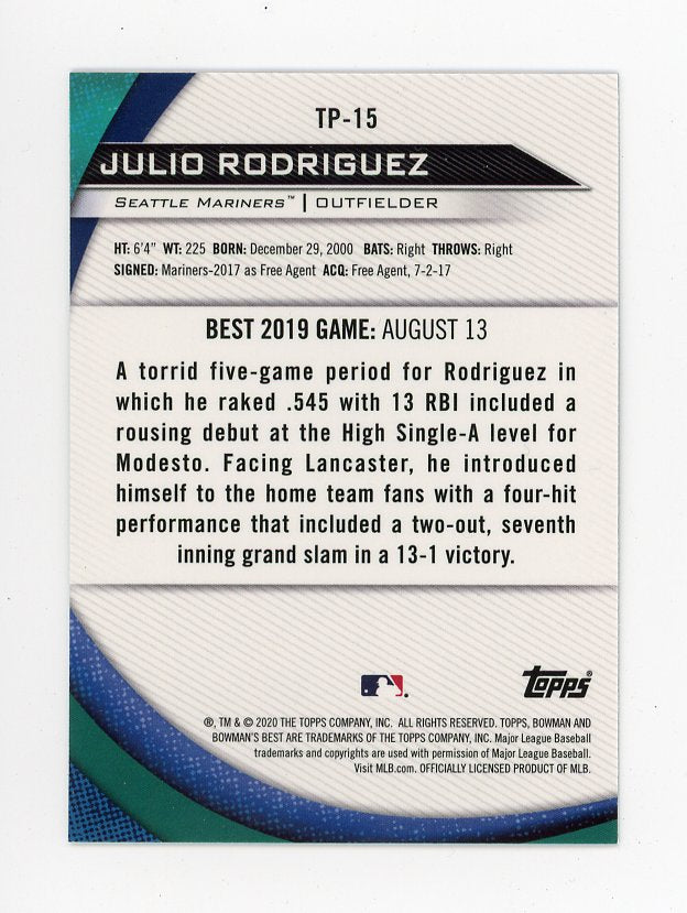 2020 Julio Rodriguez Top Prospects Bowmans Best Seattle Mariners # TP-15