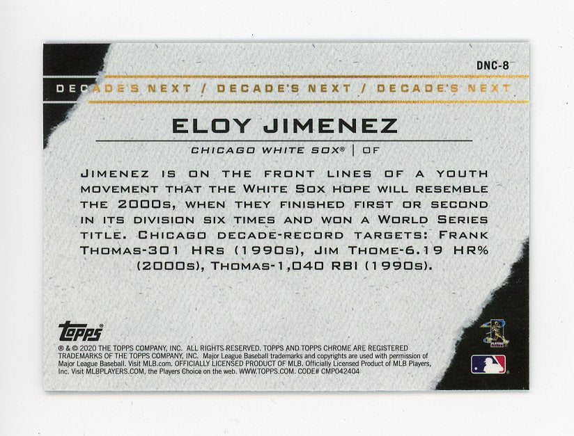 2020 Eloy Jimenez Refractor Topps Chrome Chicago White Sox # DNC-8