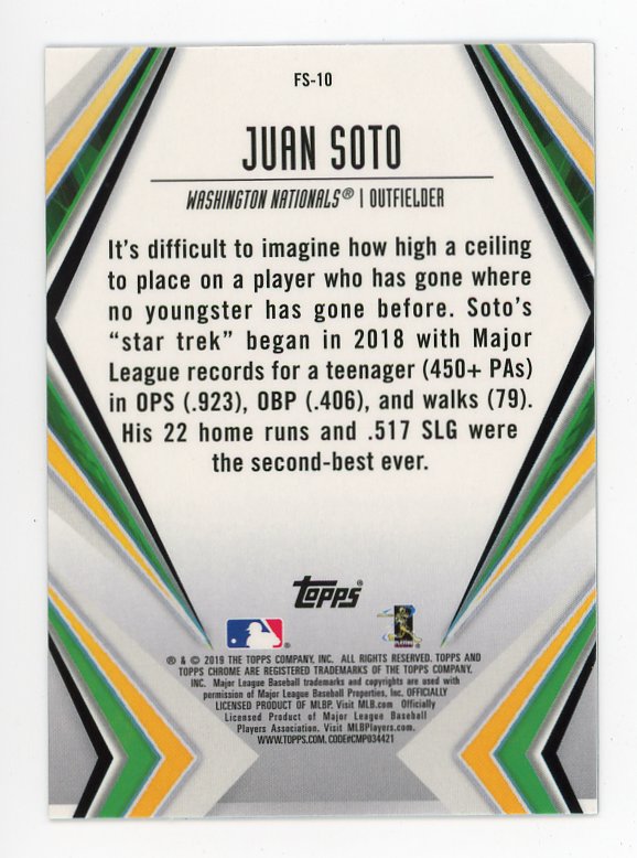 2019 Juan Soto Future Stars Refractor Topps Chrome Washington Nationals # FS-10