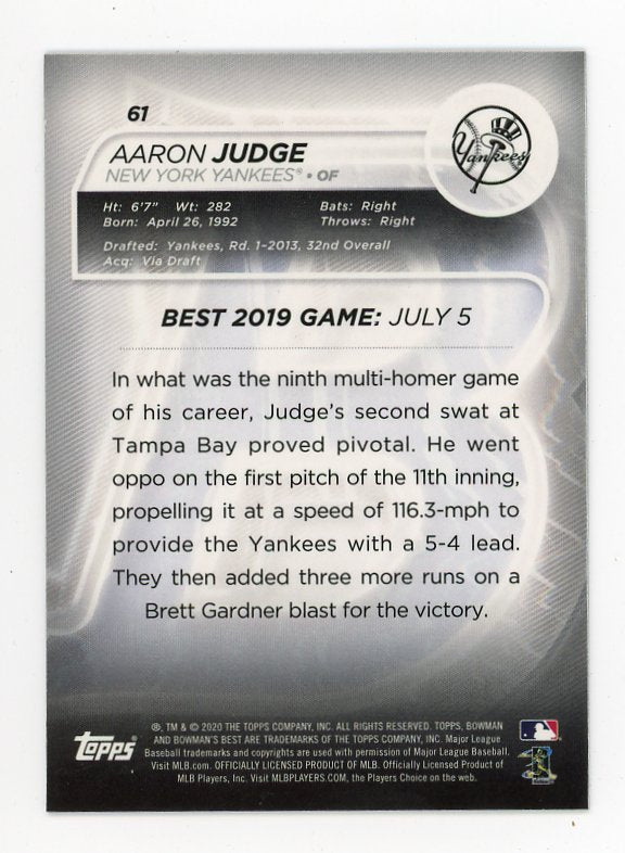2020 Aaron Judge Bowman Best New York Yankees # 61