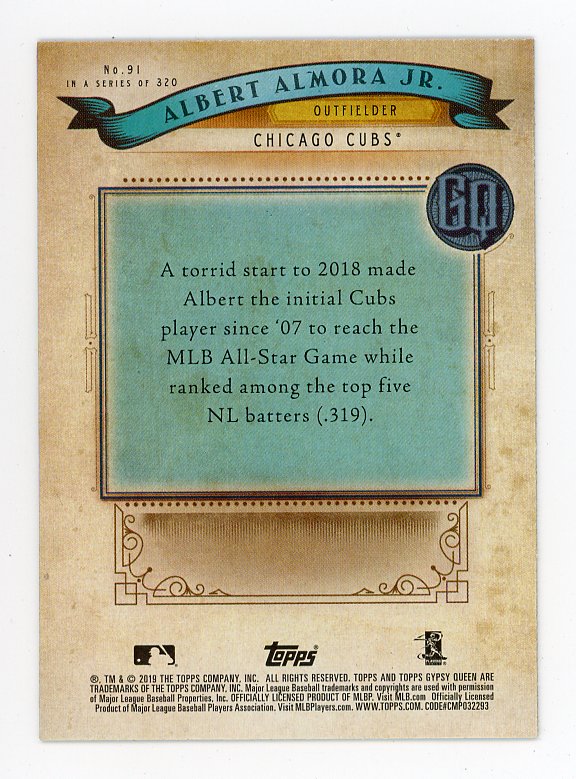 2019 Albert Almora JR Green Gypsy Queen Chicago Cubs # 91