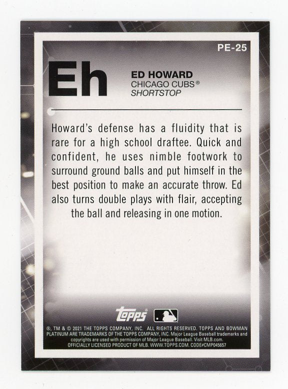 2021 Ed Howard Refractor Bowman Platinum Chicago Cubs # PE-25