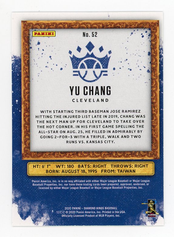 2020 Yu Chang Rookie Dimaond Kings Cleveland Indians # 52